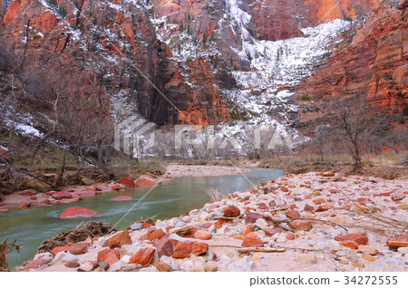Zion National Park and The Virgin River in winter 34272555