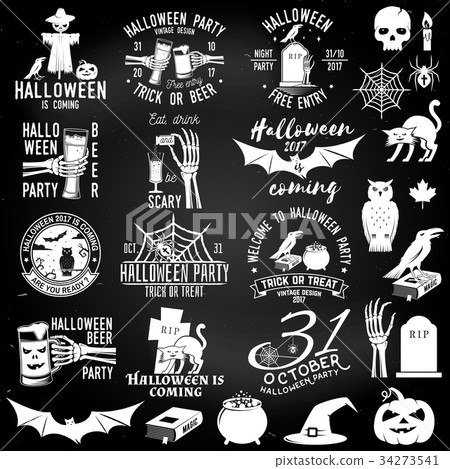 Set of Halloween party badges 34273541