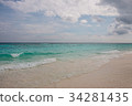 Beach and sea on the blue sky background. 34281435