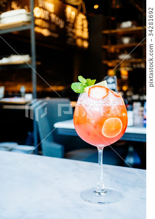 Strawberry passion fruit cocktails drinking glass 34281692