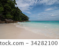 Beach and sea on the blue sky background. 34282100