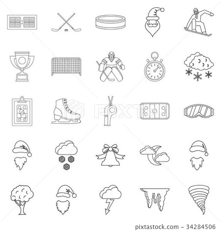 Sport stuff icons set, outline style 34284506