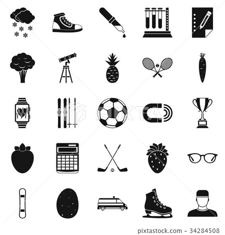 Sports health icons set, simple style 34284508