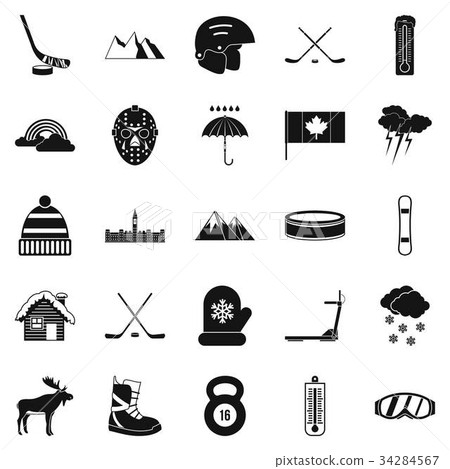 Canada icons set, simple style Canada icons set, simple style 34284567