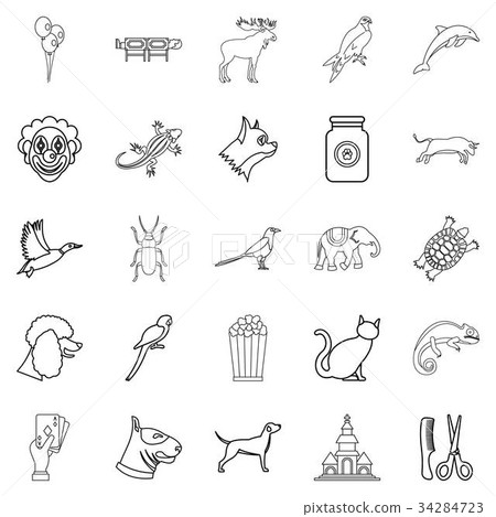 Animal icons set, outline style 34284723