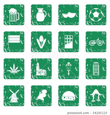 Netherlands icons set grunge Netherlands icons set grunge 34285125