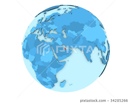 Qatar on blue globe isolated 34285266