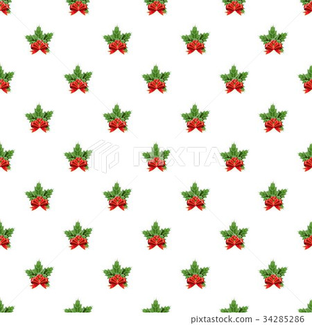Christmas bow with holly berry pattern Christmas bow with holly berry pattern 34285286