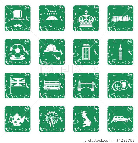 Great Britain icons set grunge 34285795