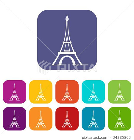 Eiffel tower icons set 34285803