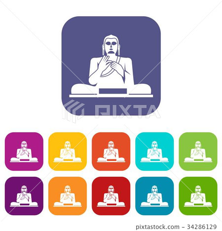 Buddha statue icons set 34286129