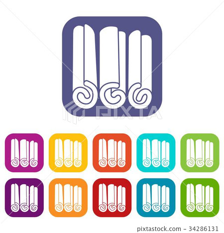 Cinnamon sticks icons set Cinnamon sticks icons set 34286131