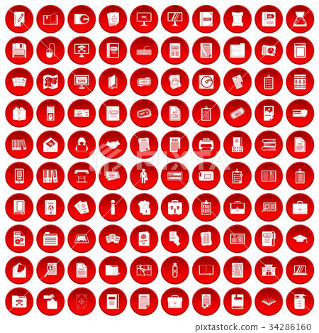 100 document icons set red - Stock Illustration [34286160] - PIXTA