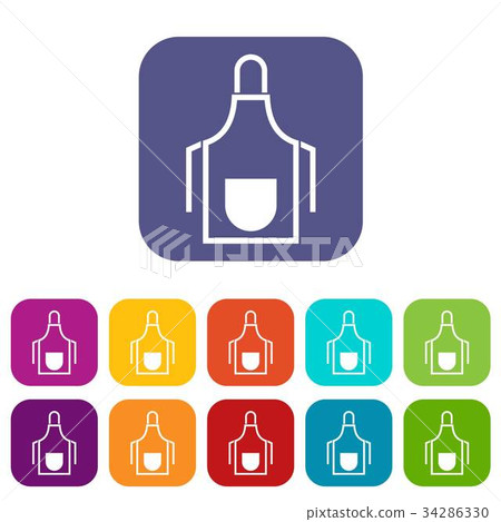 Kitchen apron icons set 34286330