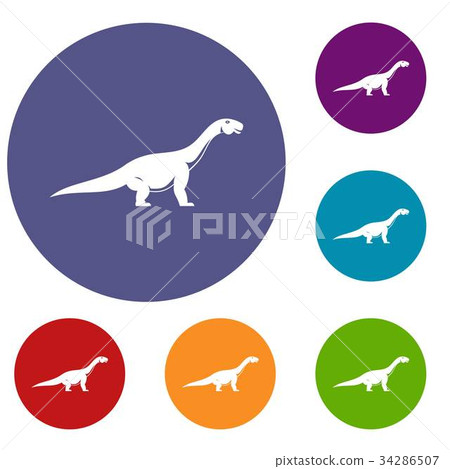 Titanosaurus dinosaur icons set 34286507