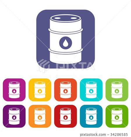 Metal oil barrel icons set Metal oil barrel icons set 34286585