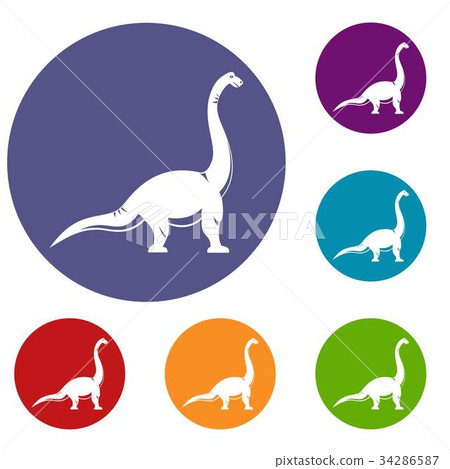 Brachiosaurus dinosaur icons set 34286587