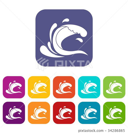 Water wave splash icons set 34286865