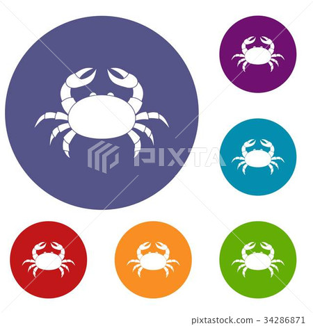 Raw crab icons set 34286871