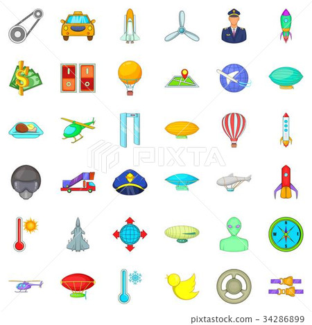 Aircraft icons set, cartoon style 34286899