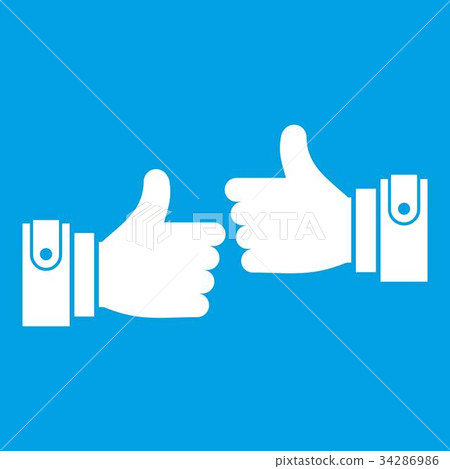 Male hands showing Ok sign icon white Male hands showing Ok sign icon white 34286986