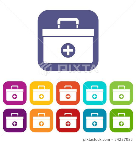 Medicine chest icons set 34287083