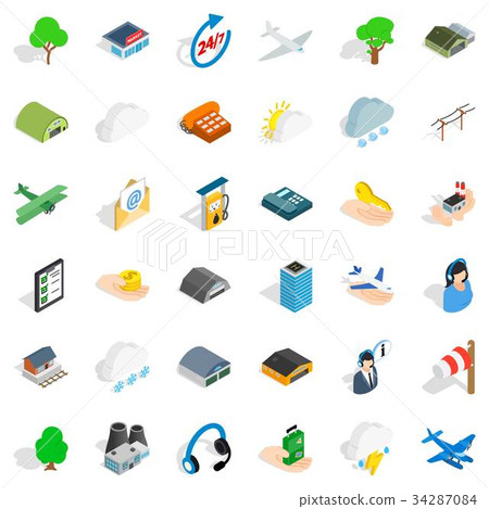 Airport icons set, isometric style 34287084