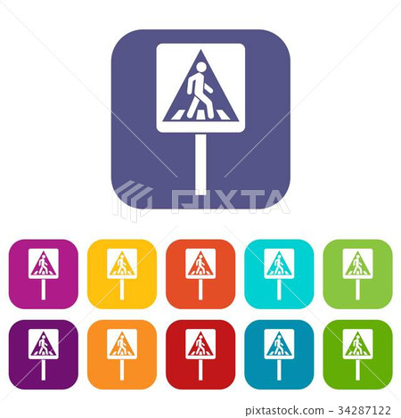 Pedestrian sign icons set 34287122