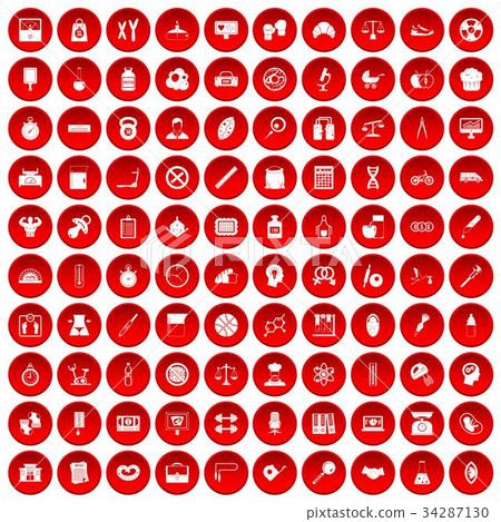 100 libra icons set red 34287130