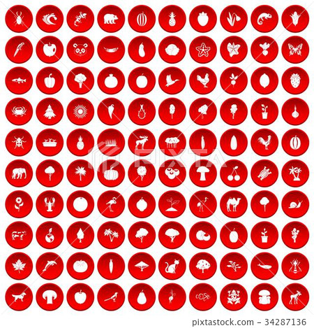 100 live nature icons set red 100 live nature icons set red 34287136