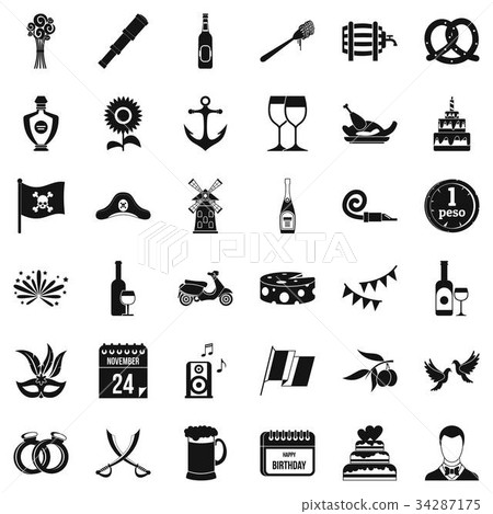 Celebrating icons set, simple style Celebrating icons set, simple style 34287175