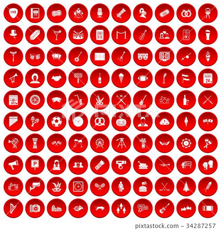 100 meeting icons set red 34287257
