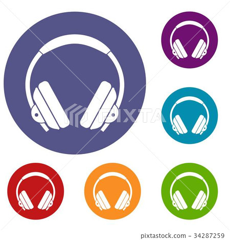 Headphone icons set 34287259