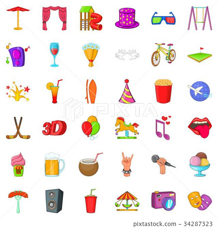 Lunapark icons set, cartoon style 34287323