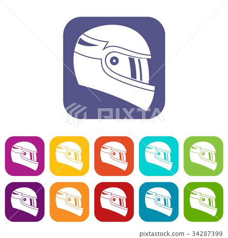 Racing helmet icons set 34287399