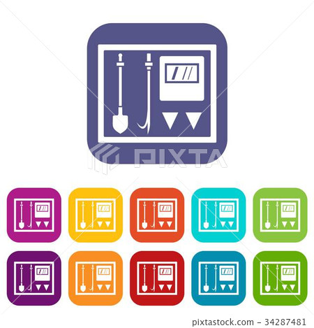 Fire shield icons set 34287481