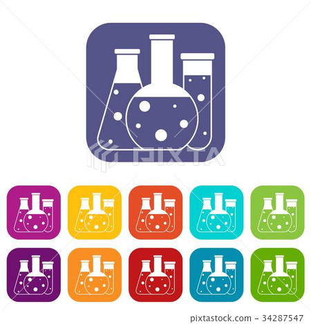 Laboratory flasks icons set Laboratory flasks icons set 34287547