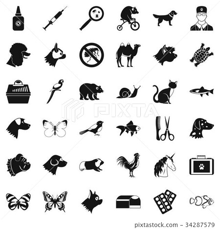 Help for animal icons set, simple style - Stock Illustration [34287579 ...