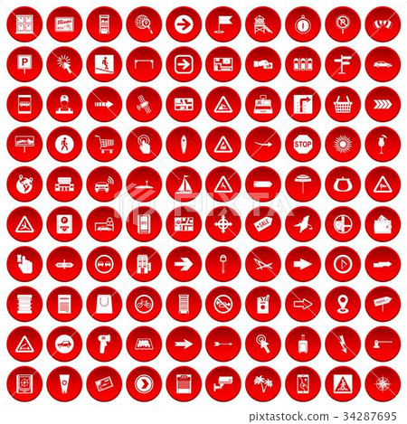 100 pointers icons set red 100 pointers icons set red 34287695