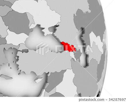 Georgia on grey political globe 34287697