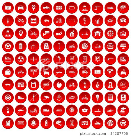 100 parking icons set red 100 parking icons set red 34287706