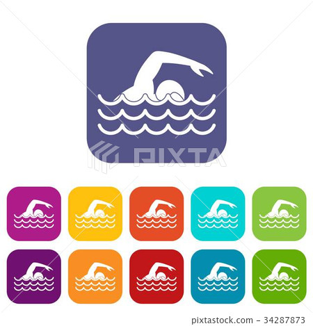Swimmer icons set 34287873