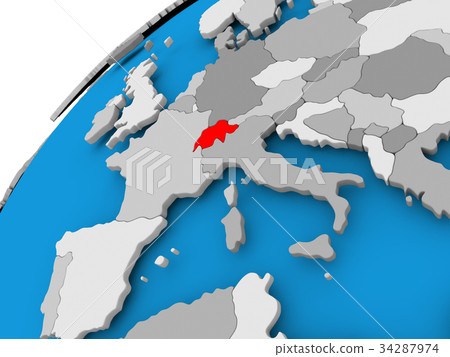 Map of Switzerland in red 34287974