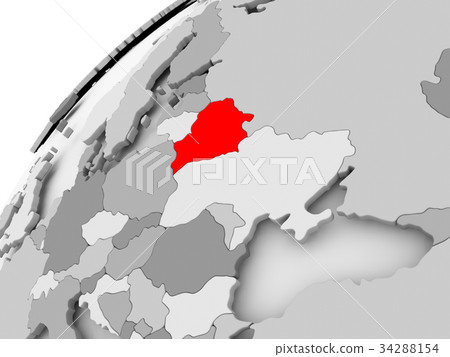 Belarus on grey political globe 34288154