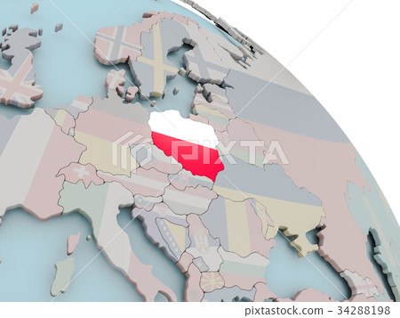 Map of Poland with flag 34288198