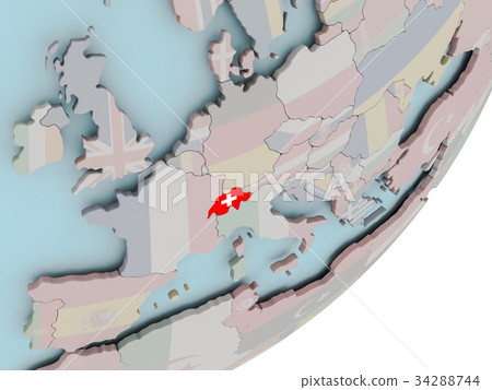 Switzerland on globe with flags 34288744