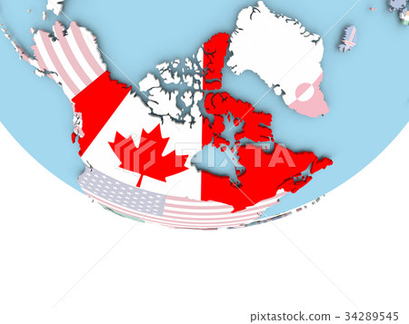 插圖素材: map of canada with flag on globe