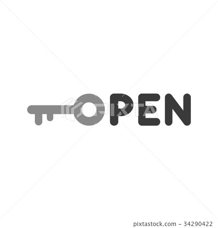 Vector concept of open text with key 34290422