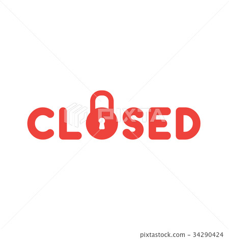 Vector concept of red closed text with padlock 34290424