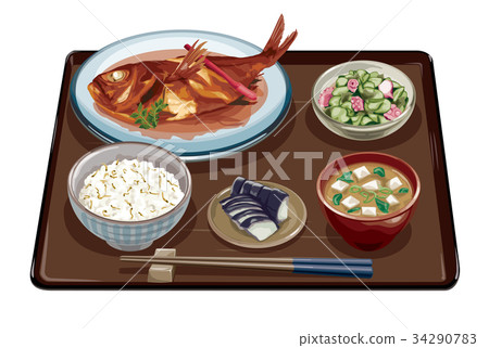 Boiled fish set meal 2 34290783